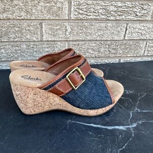 Clarks Nerisa Vine wedge sandals size 6.5